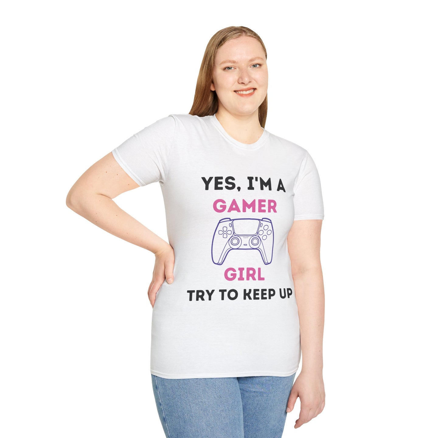 Gamer Girl controller-Pink&Purple |  Softstyle T-Shirt